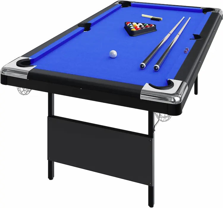 Funvora Portable Foldable Pool Table – 6ft / 7ft / 8ft Billiards Table, Complete Set, Easy Setup for Home & Game Room