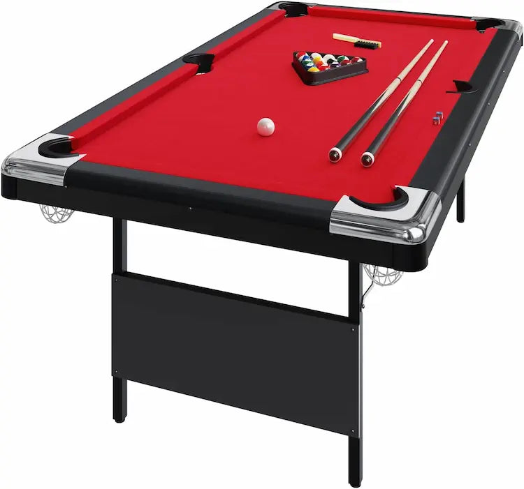 Funvora Portable Foldable Pool Table – 6ft / 7ft / 8ft Billiards Table, Complete Set, Easy Setup for Home & Game Room