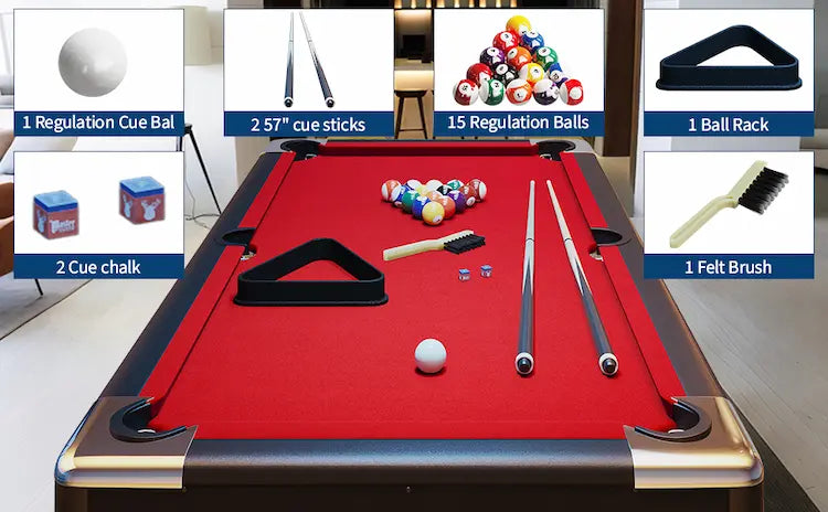 Funvora Portable Foldable Pool Table – 6ft / 7ft / 8ft Billiards Table, Complete Set, Easy Setup for Home & Game Room