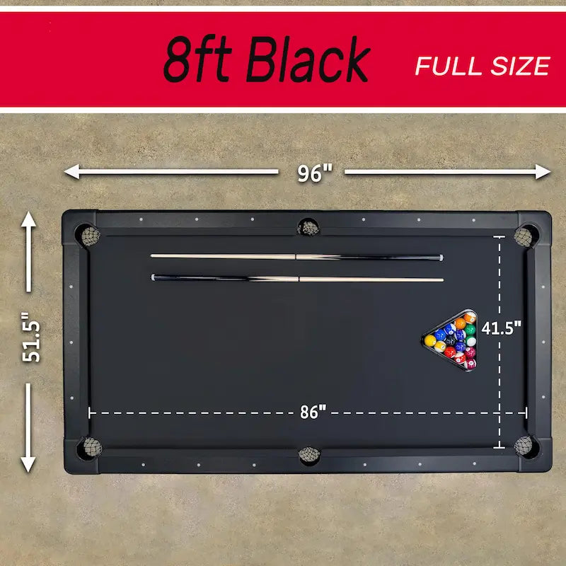 Funvora Portable Foldable Pool Table – 6ft / 7ft / 8ft Billiards Table, Complete Set, Easy Setup for Home & Game Room