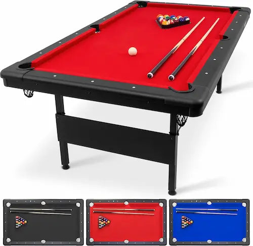 Funvora Portable Foldable Pool Table – 6ft / 7ft / 8ft Billiards Table, Complete Set, Easy Setup for Home & Game Room