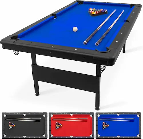 Funvora Portable Foldable Pool Table – 6ft / 7ft / 8ft Billiards Table, Complete Set, Easy Setup for Home & Game Room