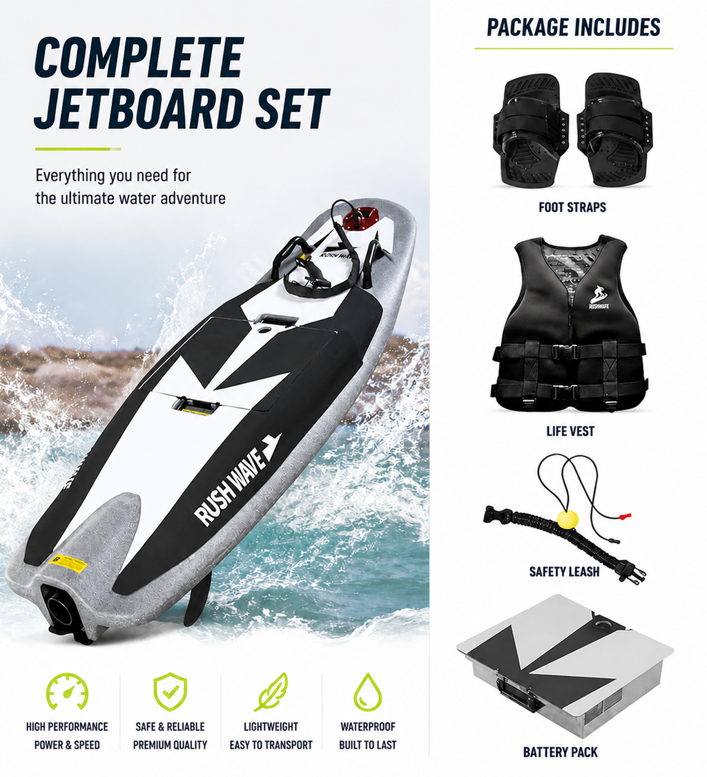 Carbon Fiber Electric Surfboard – 55km/h Jet Propulsion Water Sports Board with 4.4KWH Smart Battery