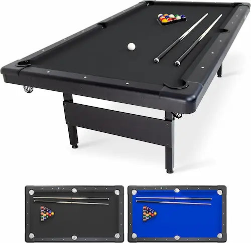 Funvora Portable Foldable Pool Table – 6ft / 7ft / 8ft Billiards Table, Complete Set, Easy Setup for Home & Game Room