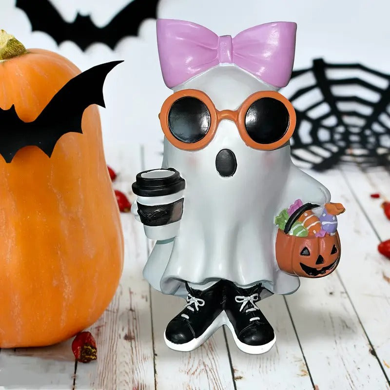 bow halloween christmas decoration cute white resin figurine