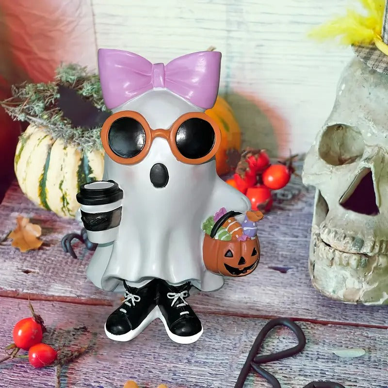 bow halloween christmas decoration cute white resin figurine