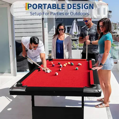 Funvora Portable Foldable Pool Table – 6ft / 7ft / 8ft Billiards Table, Complete Set, Easy Setup for Home & Game Room